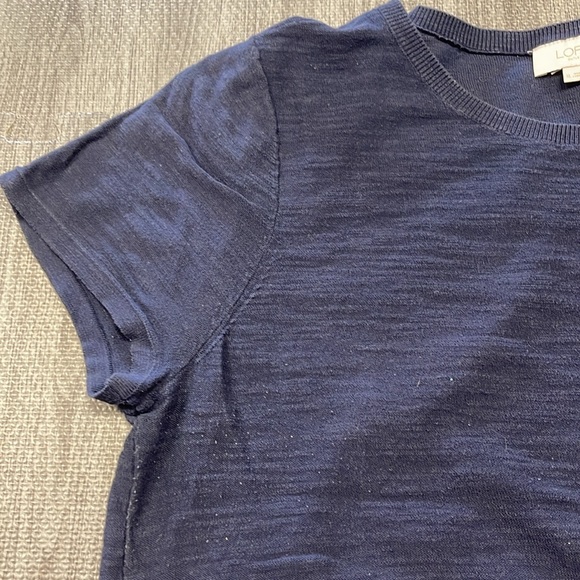 LOFT Navy Crew Neck Short Sleeved Top - Women’s Size XL - Picture 6 of 10